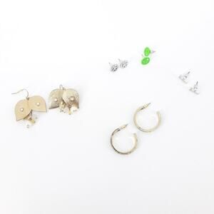 Lot of 5 Mixed Fashion Earrings Initial F Green